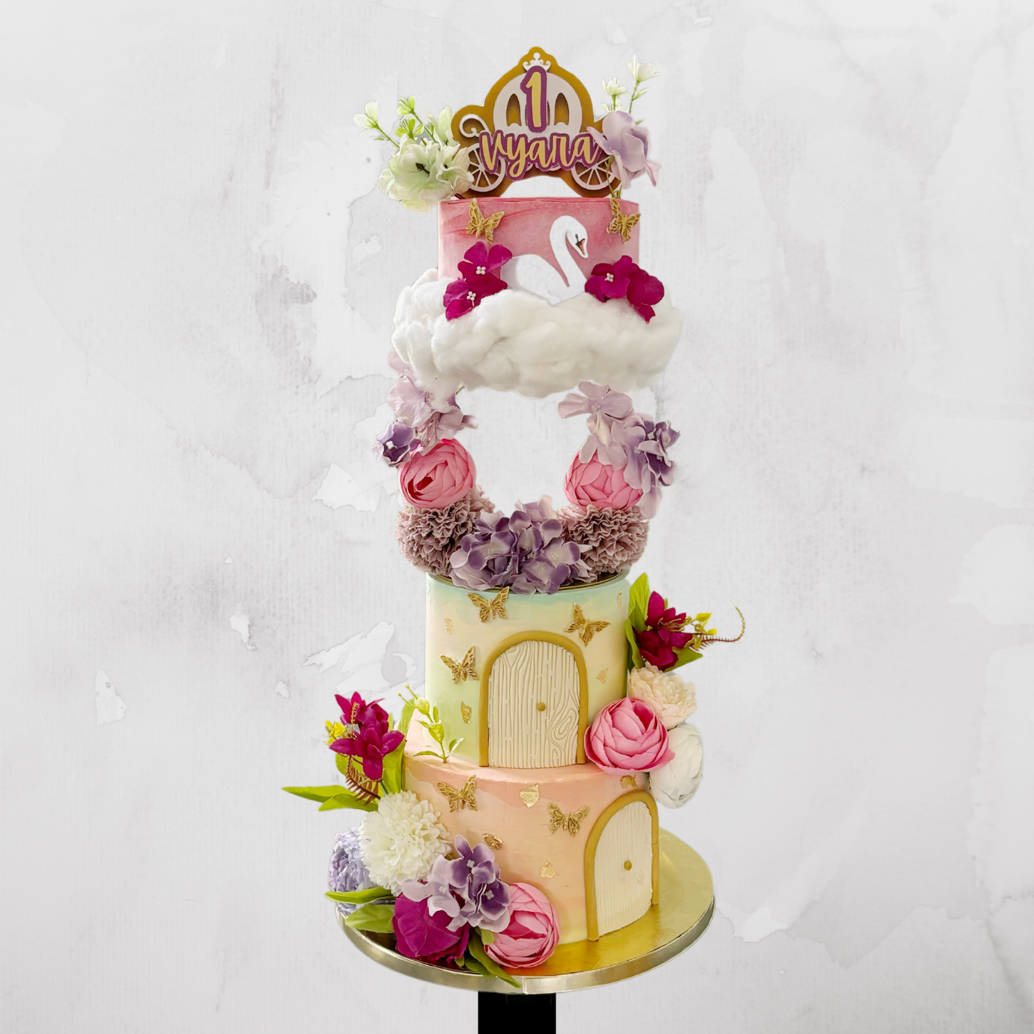 Swan Princess Floral Fantasy Cake